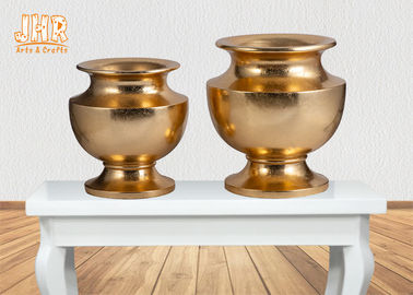 Düğün Altın Yapraklı Fiberglas Merkezinde Masa Vazolar Pot Şekli Dayanıklı