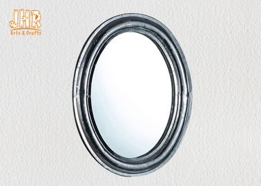 Oval Endüstriyel Stil Fiberglas Mobilya Gümüş Mozaik Cam Çerçeveli Duvar Aynası