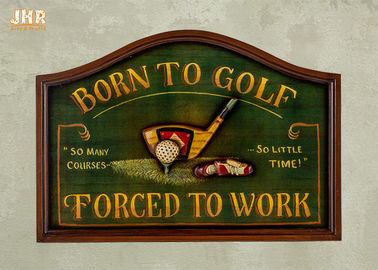 Ev Dekor Antika Ahşap Duvar Işaretleri Golf Kulübü Duvar Sanat Işaretleri 3D Golf Duvar Işaretleri