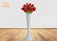 Uzun boylu dekoratif parlak beyaz fiberglas ekiciler yer vazolar çiçek saksıları
