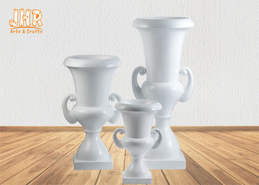 Klasik Düğün Centerpiece Masa Vazolar Parlak Beyaz Fiberglas Zemin Vazolar Kapalı Ekiciler
