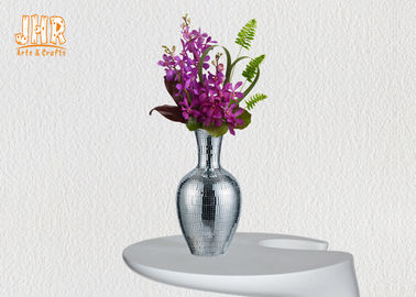 Yapay Çiçekler Ev Dekorasyonu İçin Fiberglas Masa Vazo Gümüş Mozaik Cam Vazolar