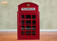 İngiliz Telefon Kulübesi Dolapları Dekoratif Ahşap Dolap Kırmızı Renk MDF Zemin Raf Mobilya